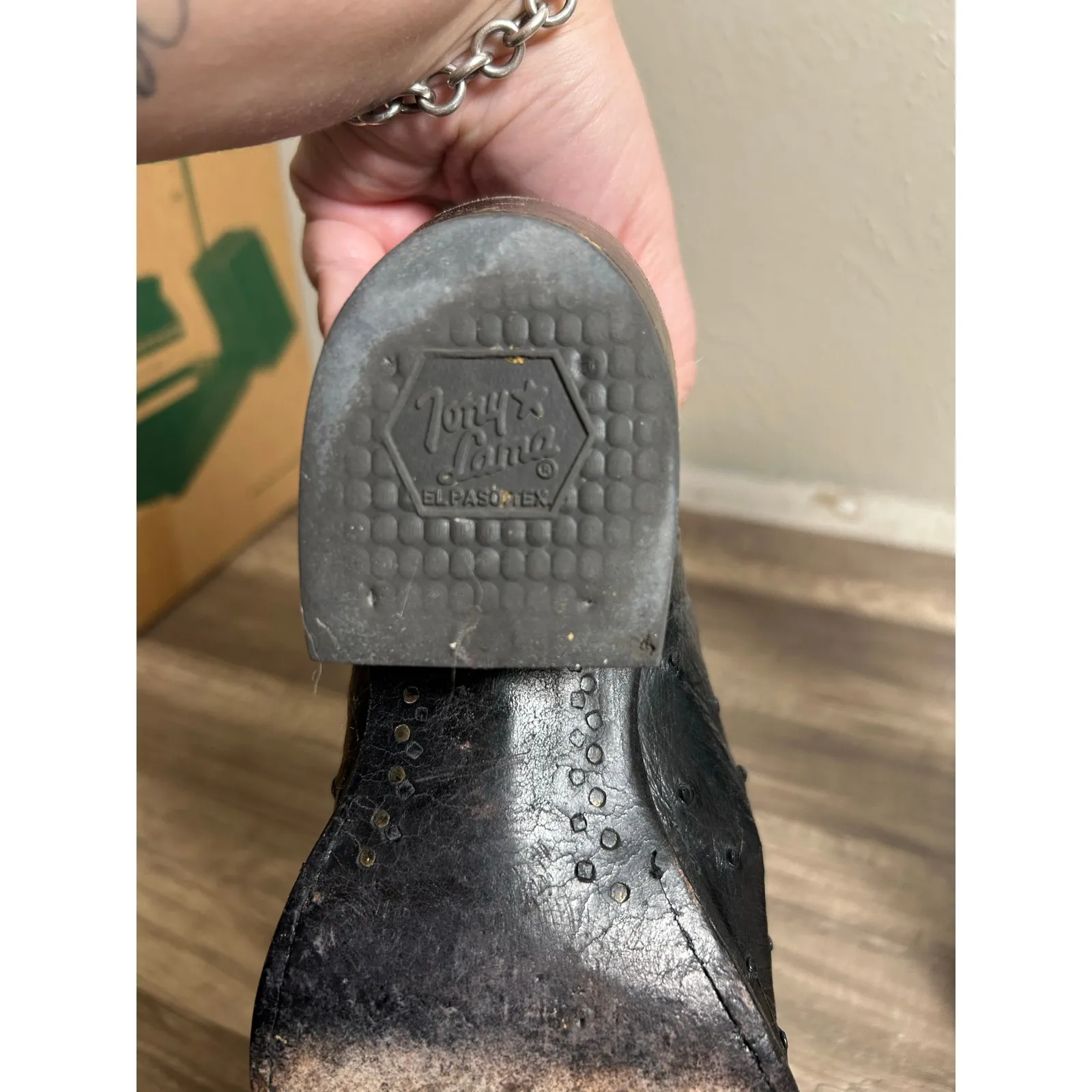 Tony Lama Boots Women's Size 6 Full Quill Ostrich Leather 13" Black Western Shoe - Image 9