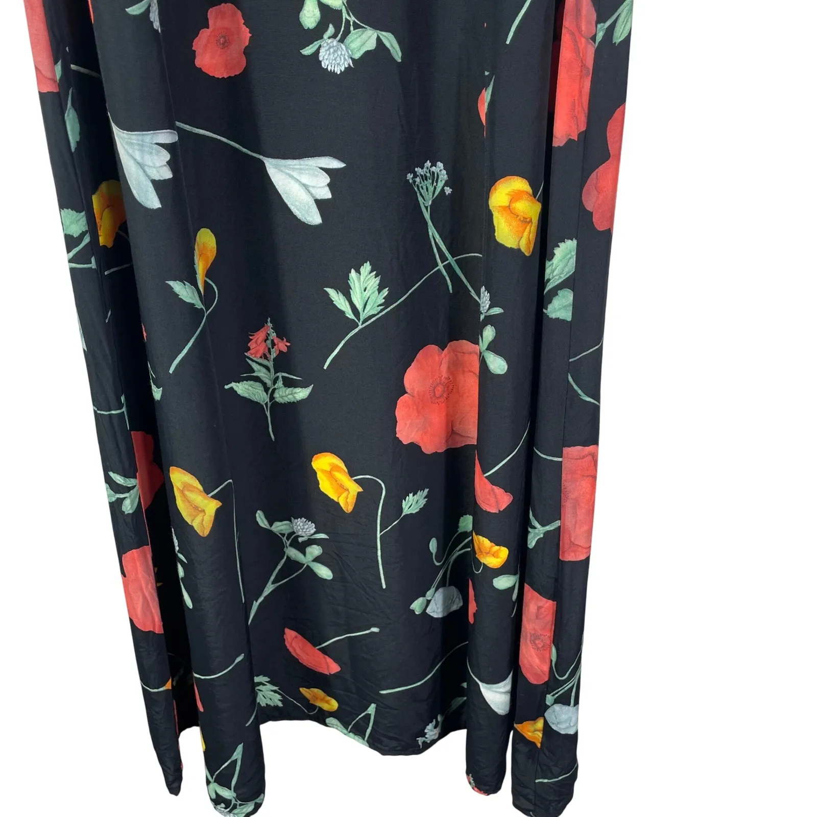 Vintage E.D. Michaels Petite by Dolphin Tandor Maxi Dress Black Floral USA Sz 10 - Image 3