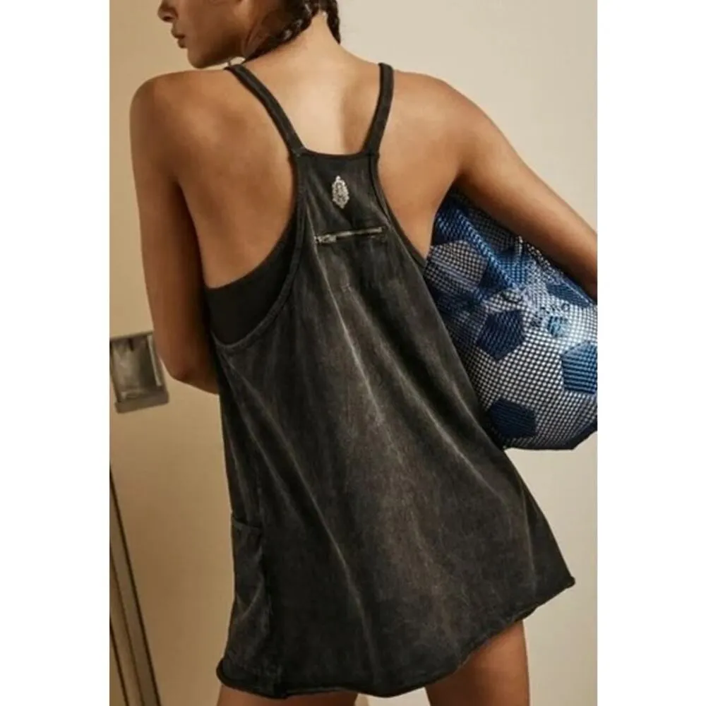 Free People Movement Hot Shot Mini Dress Washed Black Medium - Image 2