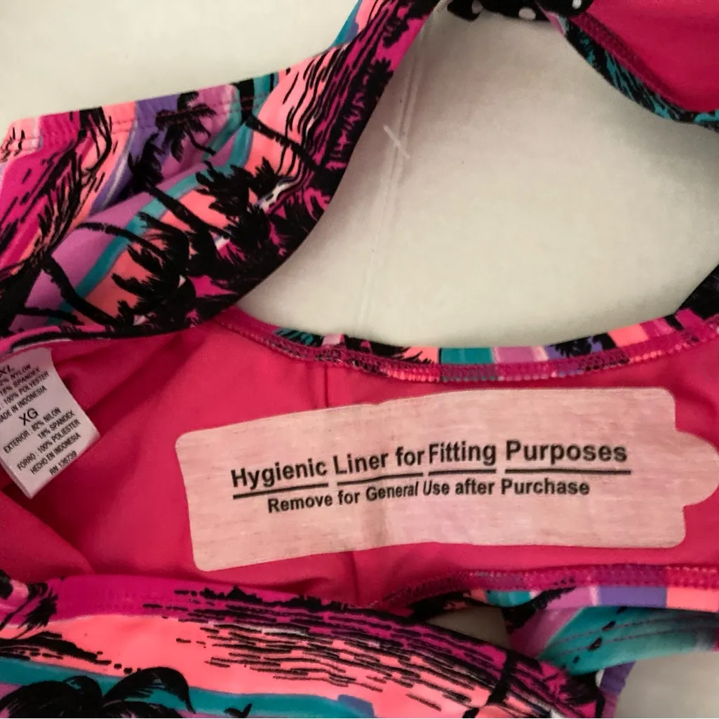 🌞NWOT California Waves Hawaiian Print Triangle Top with Bikini Bottoms A - Image 10
