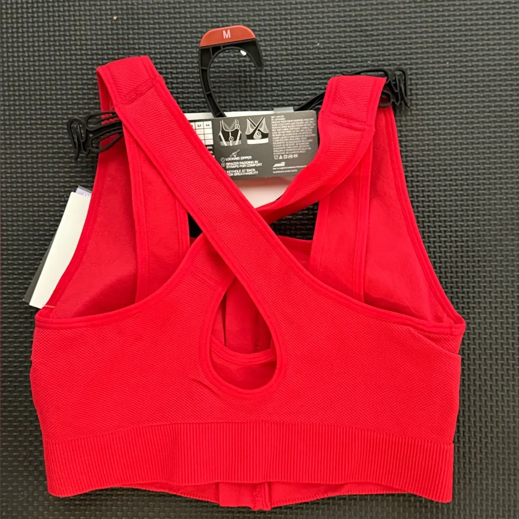 Avia Women's Medium Support Zip Front Sports Bra vibrant red padded - Image 4