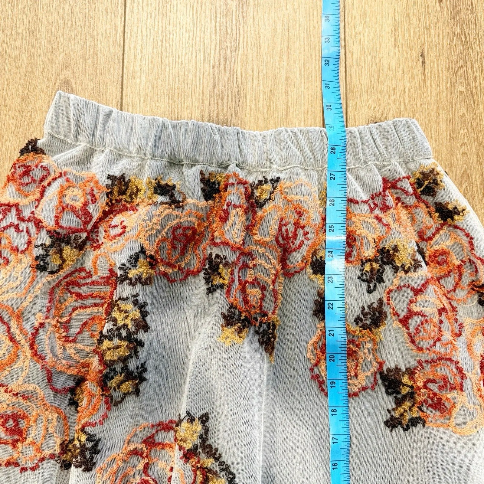 Anthropologie Floral Embroidered Tulle Midi Skirt Size Small Boho Chic Cottage - Image 6