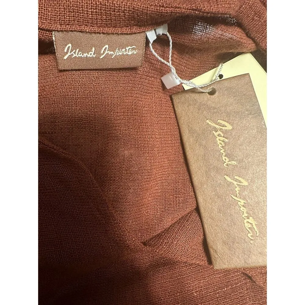 Island Importer Vino Linen Blend Lanai Shirt Boho Beachy Lagenlook Tunic Large - Image 7