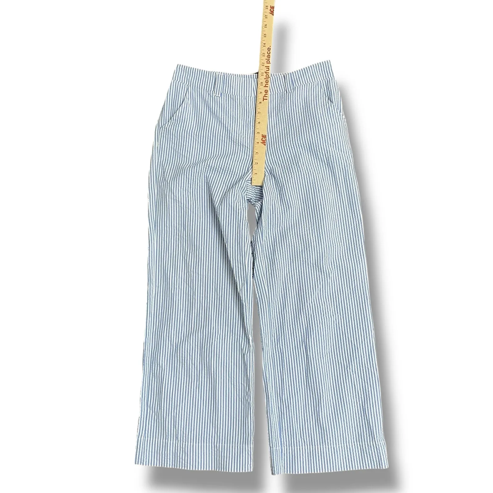 Vineyard Vines Women’s 4 Blue White Seersucker Cotton Pants Straight Leg Preppy - Image 5