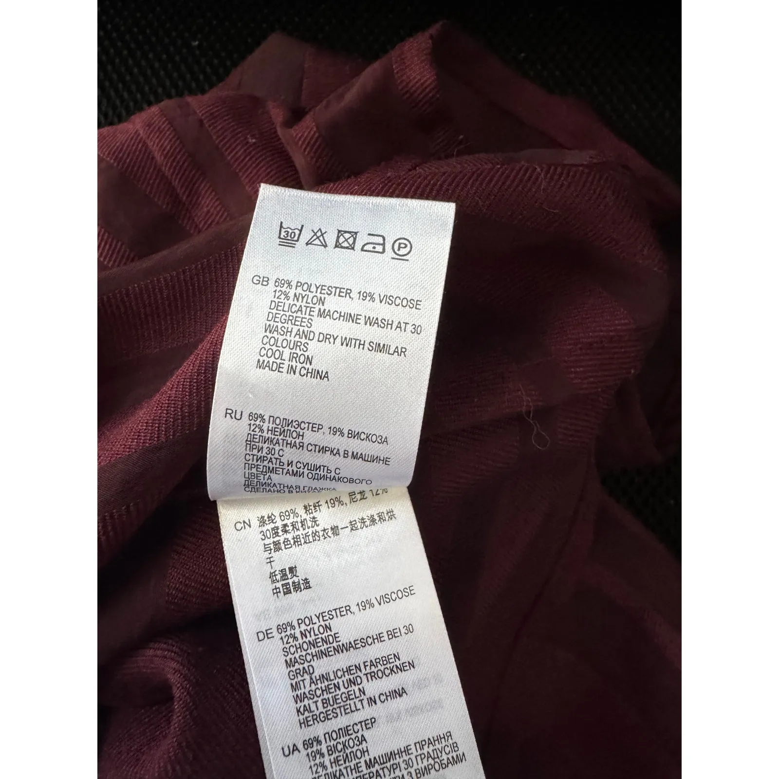 REISS Burgundy Sheer Stripe Top – Size US 8 (UK 12 / EU 40) - Image 7