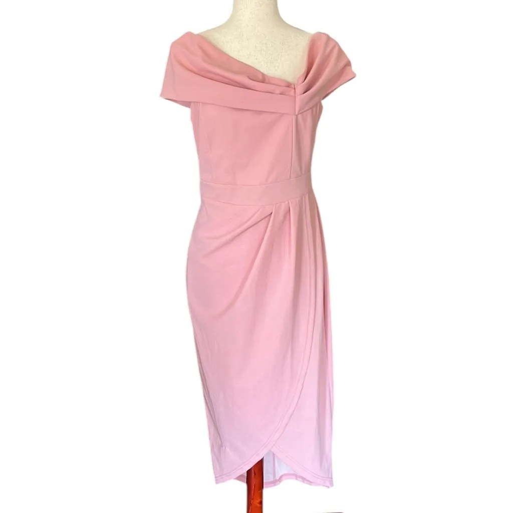 JJ’s House Asymmetrical Elegant Bodycon Cotton Blend Asymmetrical Midi Dress - Image 5