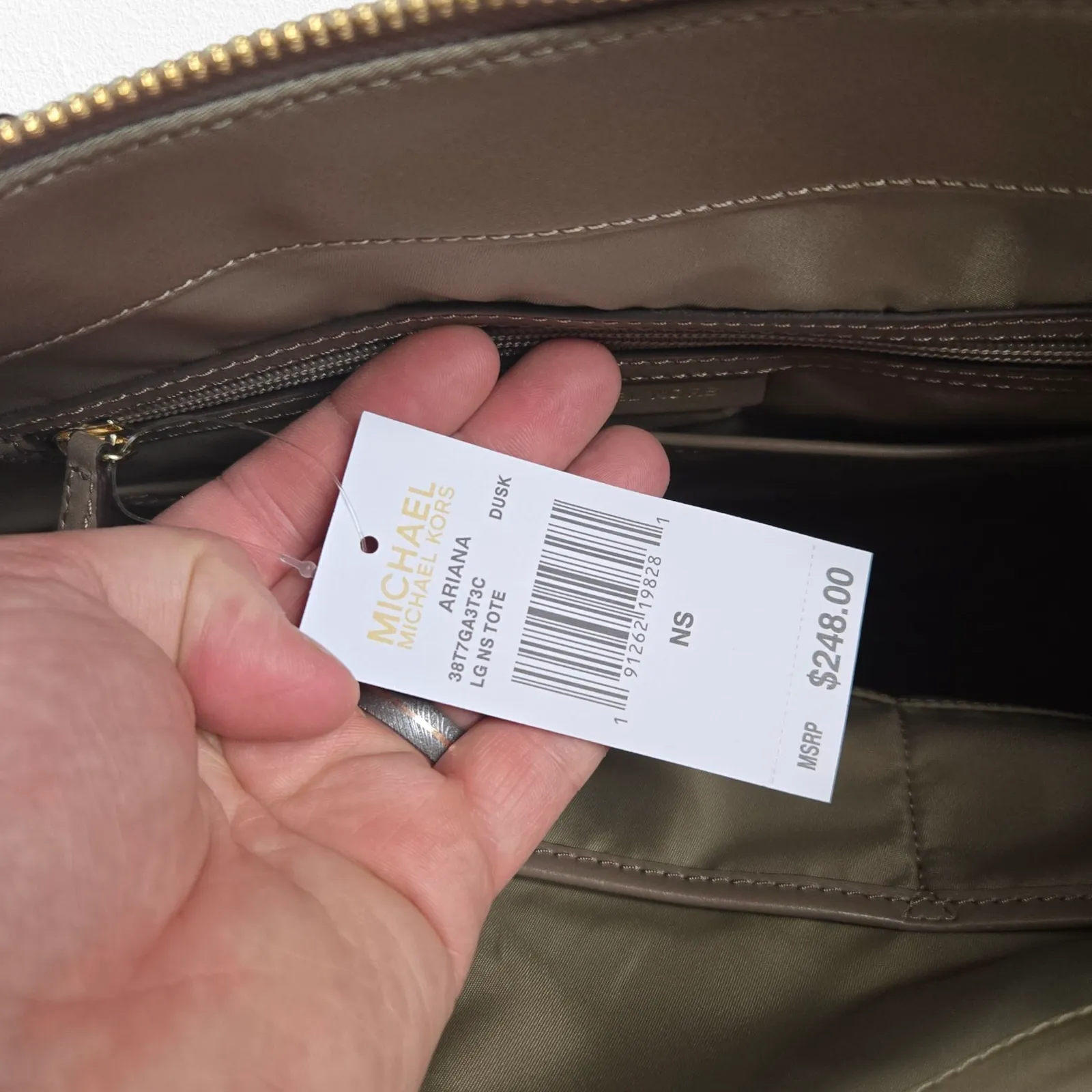 Michael Kors Ariana Tote Dusk Olive Green Nylon Travel Shoulder Designer Purse - Image 7