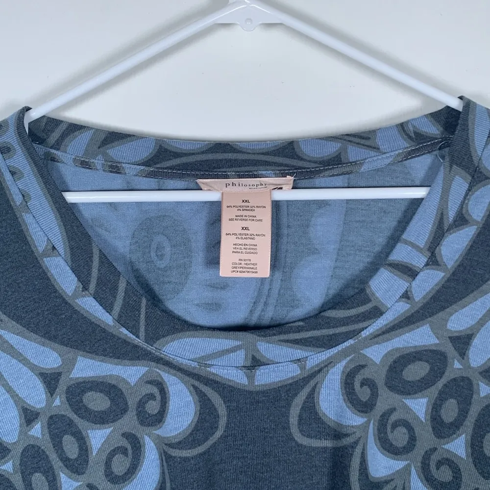 Philossophy Blue 3/4 Sleeve Blouse Size XXL EUC #VEG-0316 - Image 2