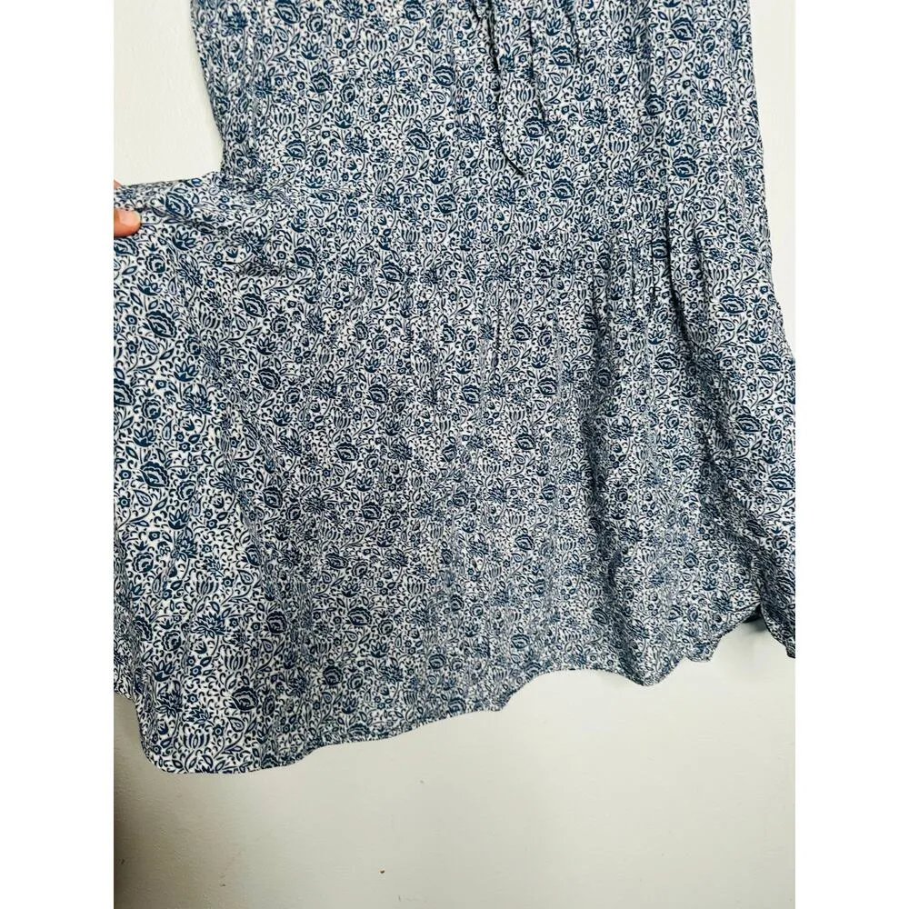 REBECCA TAYLOR Blue Printed Dainty Ties Vine Printed Light Dress Size Medium - Image 8