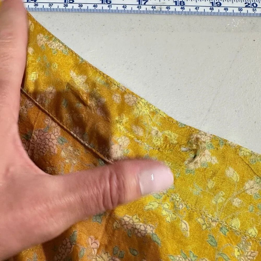 Mexicali Blues Floral Mixed Print Silk Blend Wrap MIDI Skirt Cottagecore Boho OS - Image 13