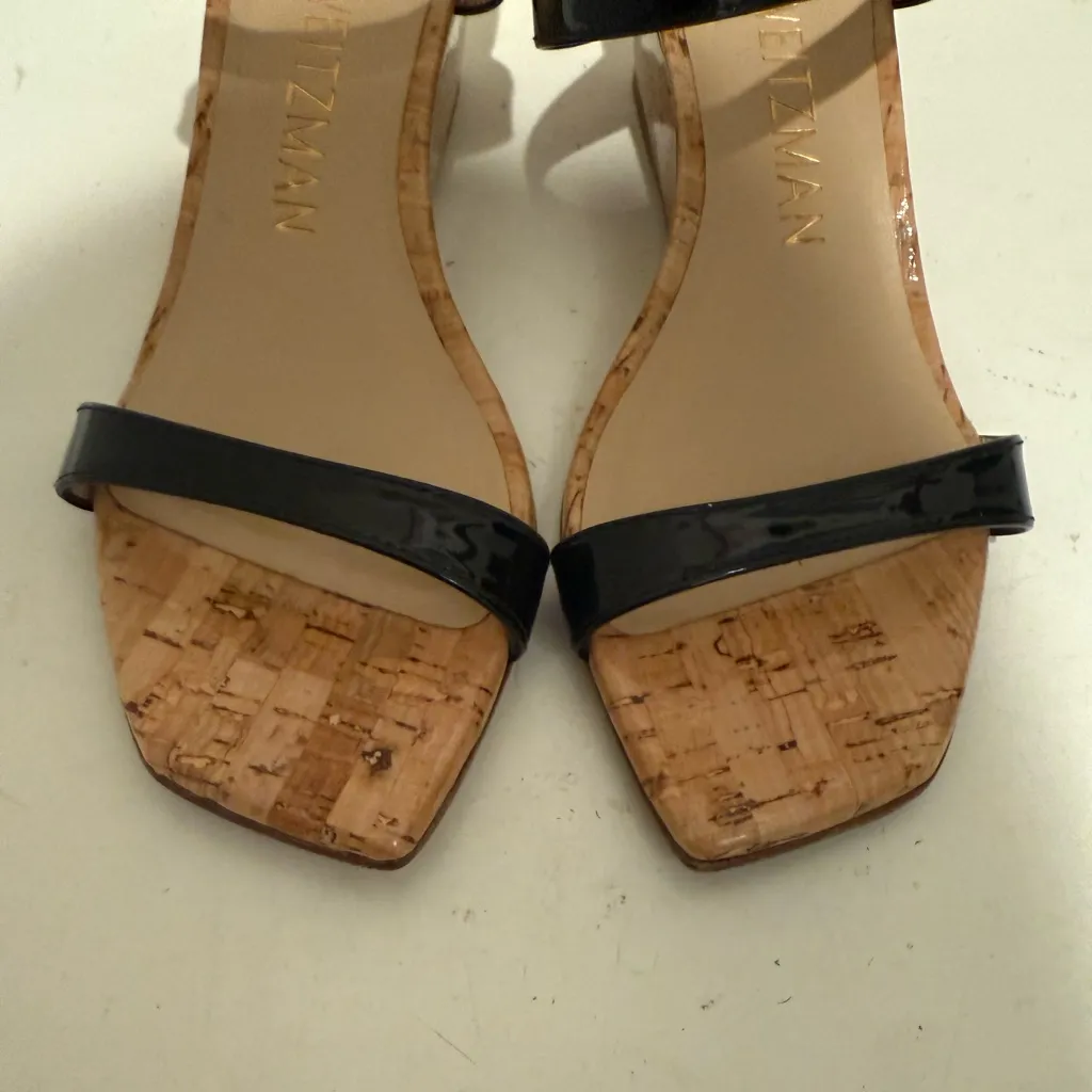 Stuart Weitzman Aleena Wedge Slide Sandal
Size 6 Black Patent Cork Wedges - Image 5