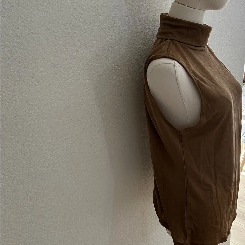 Vince Women's Sleeveless Turtleneck Shell, Dark Taupe, Extra Large, NWT - Image 9