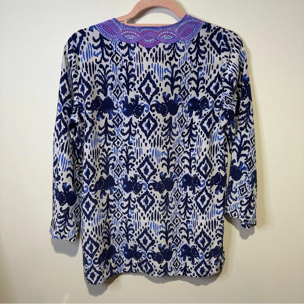 lilly pulitzer silk renato tunic blouse size extra small - Image 4