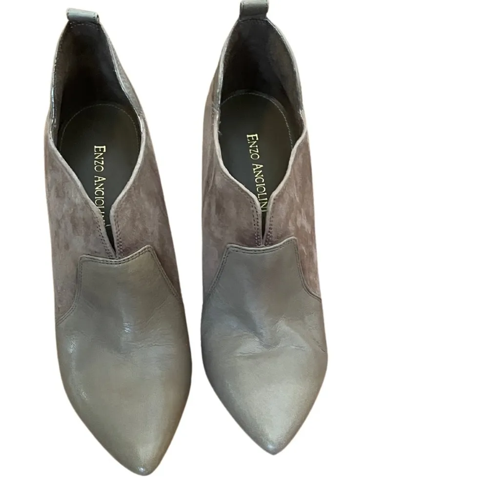 Vintage Enzo Angiolini Leather And Suede  Booties Pointed Toe Kitten Heel - Image 2