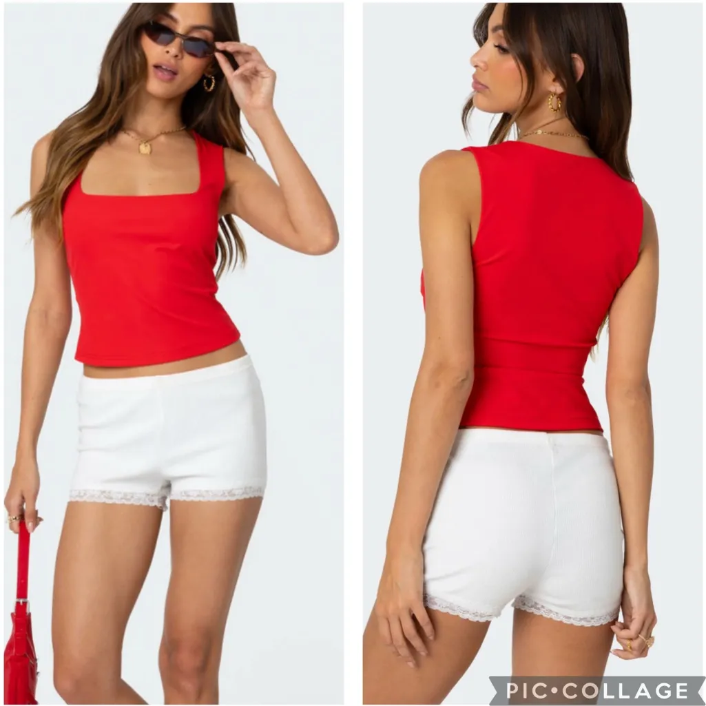 Edikted  Essy Square Neck Tank Top‎ Red M - Image 2