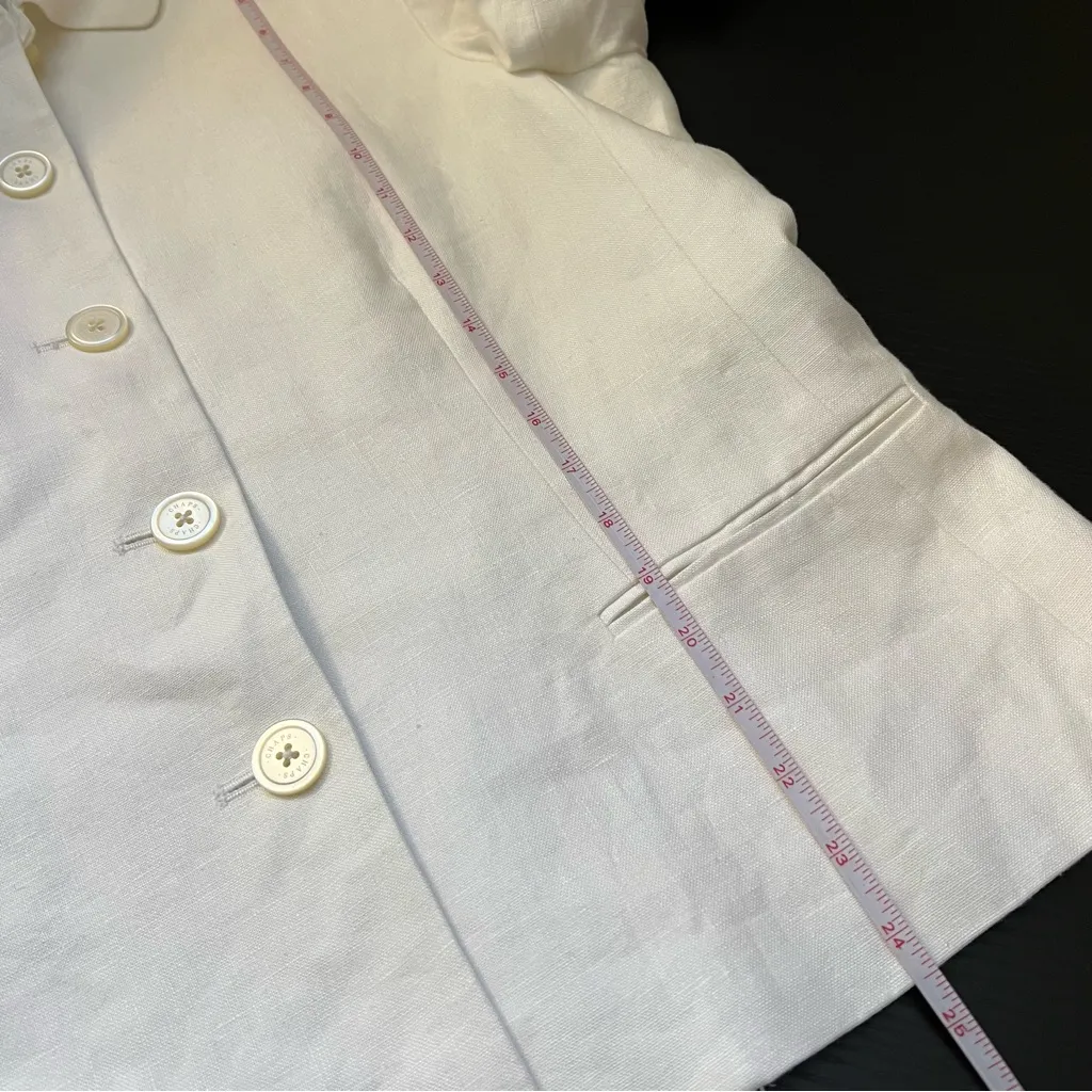 CHAPS  White Linen Blazer Jacket Women’s 14 - Image 10