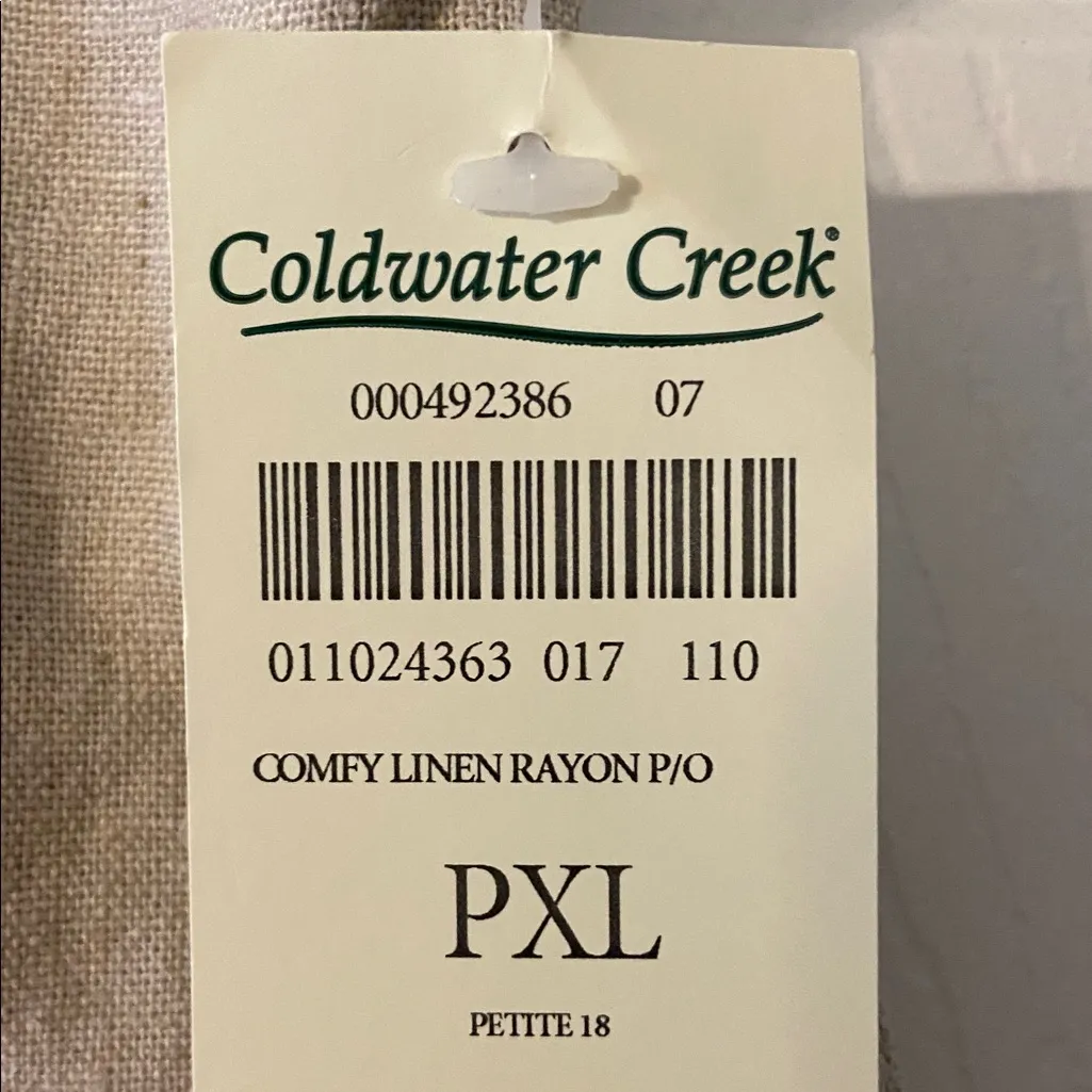 Coldwater Creek Comfy Linen Rayon Pants size PXL brand new inseam 28”waist 36” - Image 3