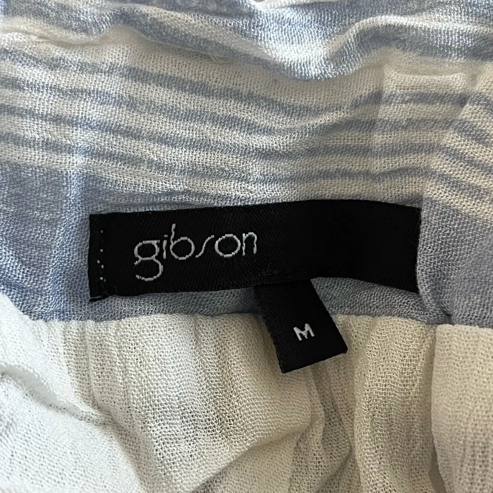 Gibson Blue Striped Wide Leg Medium Cropped Pants Beach Vacation Flowy BOHO - Image 7