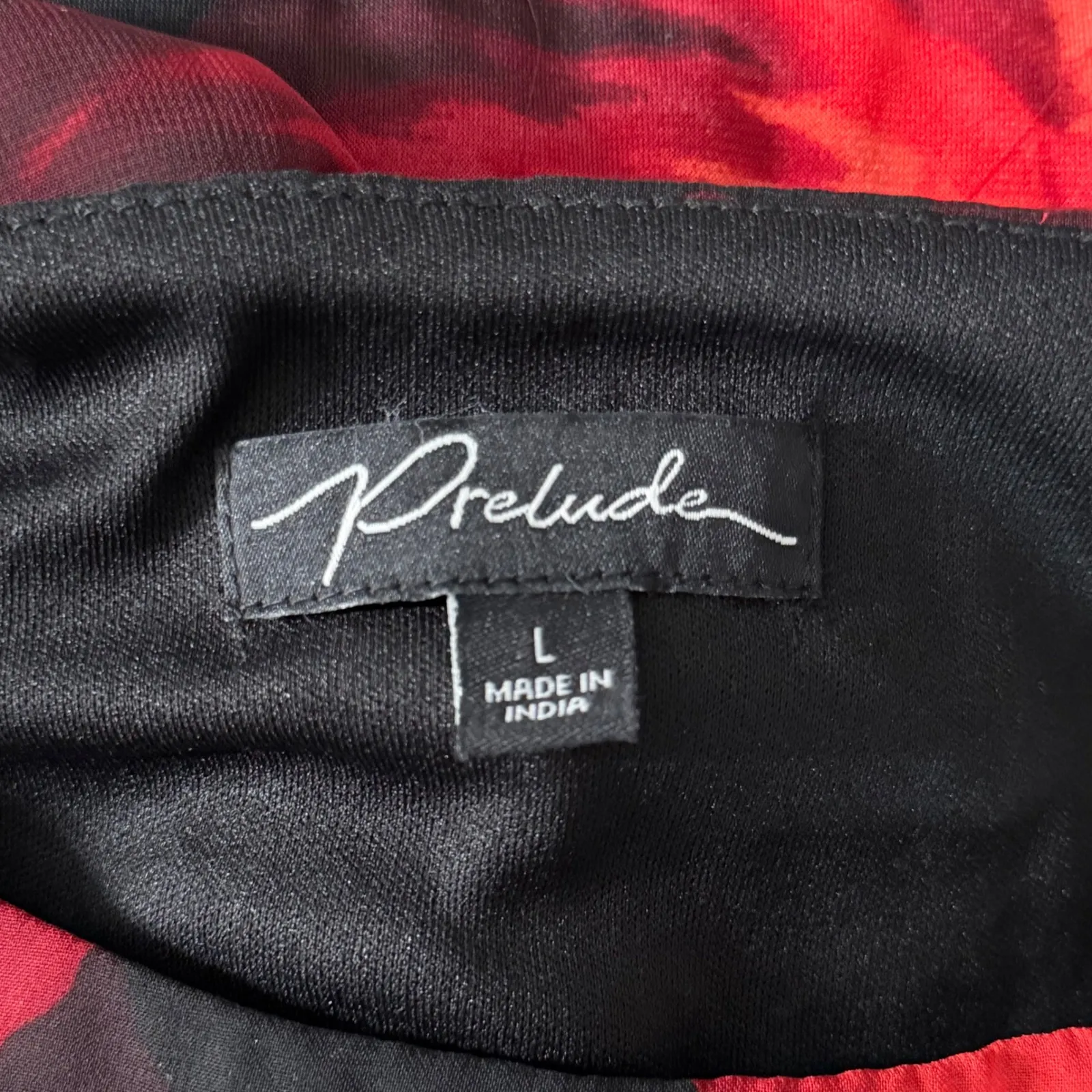 Prelude Red Floral Rhinestone Cold Shoulder Blouse Banded Waist Party Top Medium Size L - Image 7