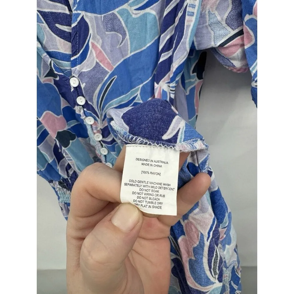 Able The Label Maxi Dress Women Small Blue Floral Bohemian Fairycore Whimsical - Image 8