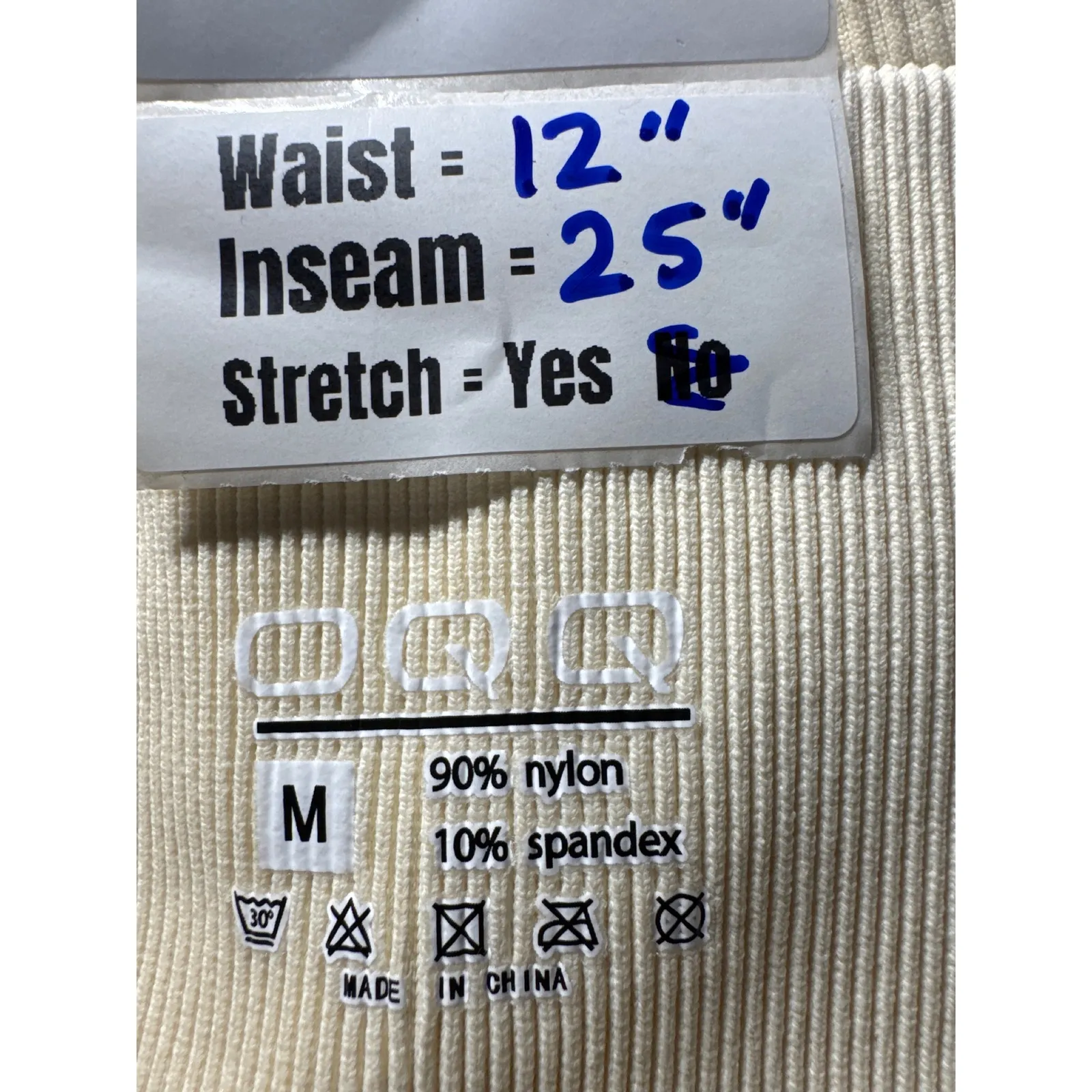 Ribbed Long Sleeve Crop Top Thumbhole Leggings Set Workout Athleisure Cream M Size M - Image 3