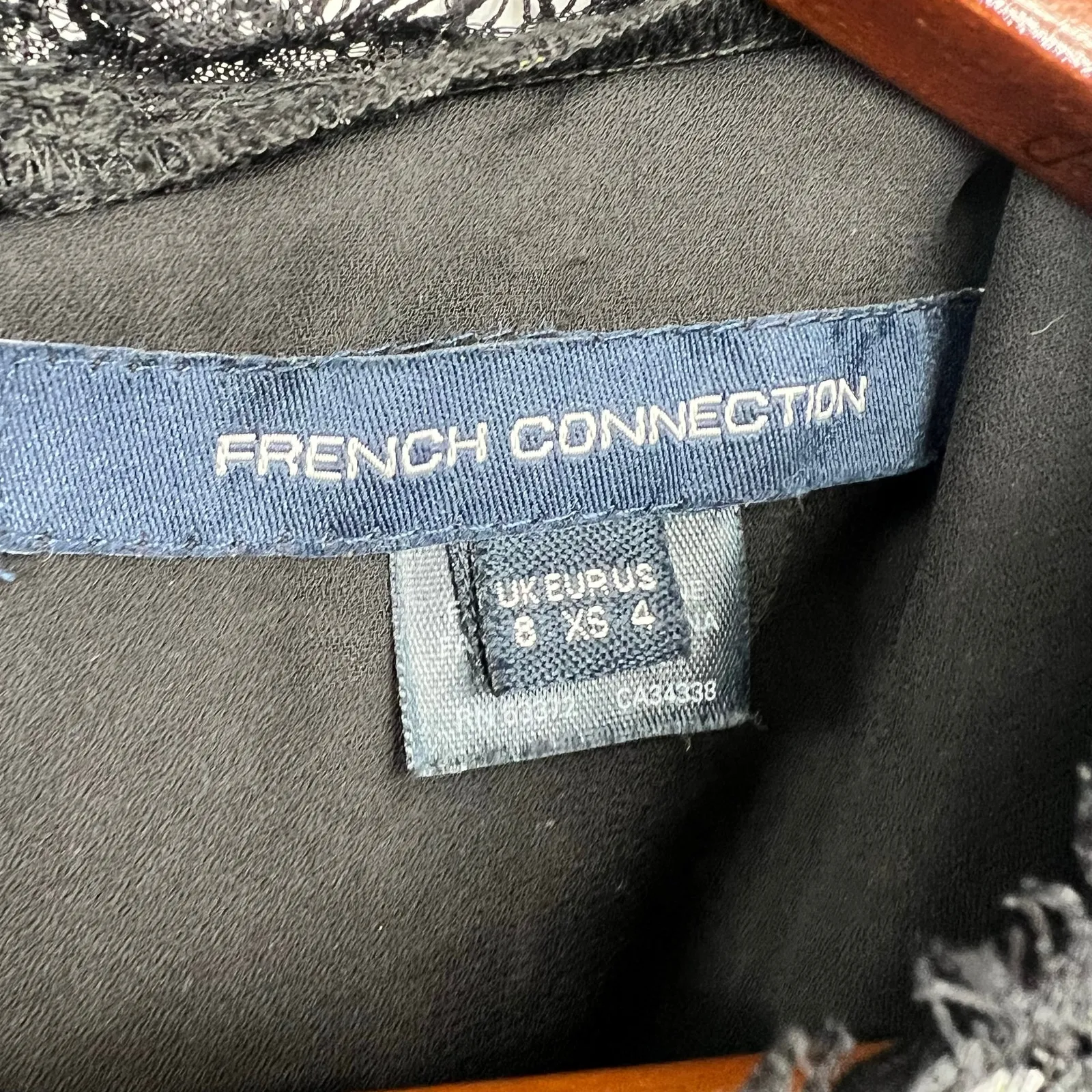 French Connection Hallie Drape Floral Black Folk Boho Mini DressWomens size 4 - Image 6