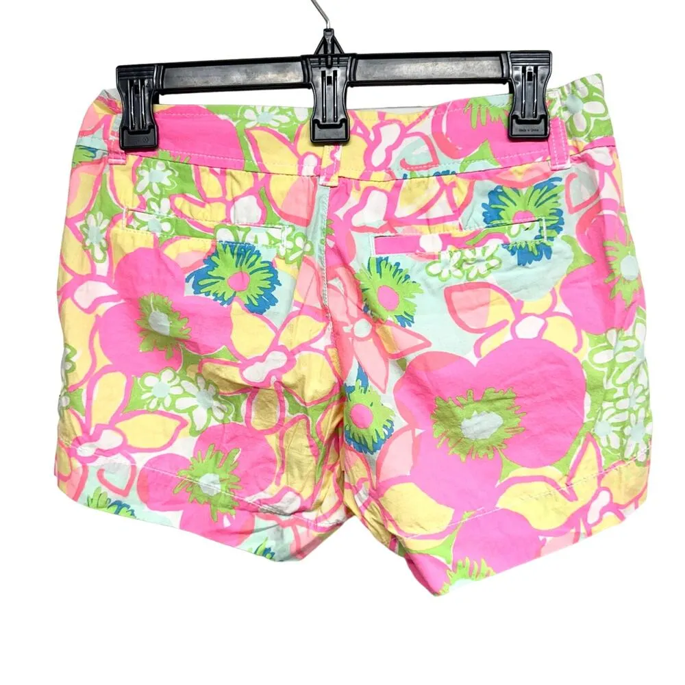 LILLY PULITZER Shorts Womens Callahan Bright Floral Daisy Cotton Resort Beach 0 - Image 2