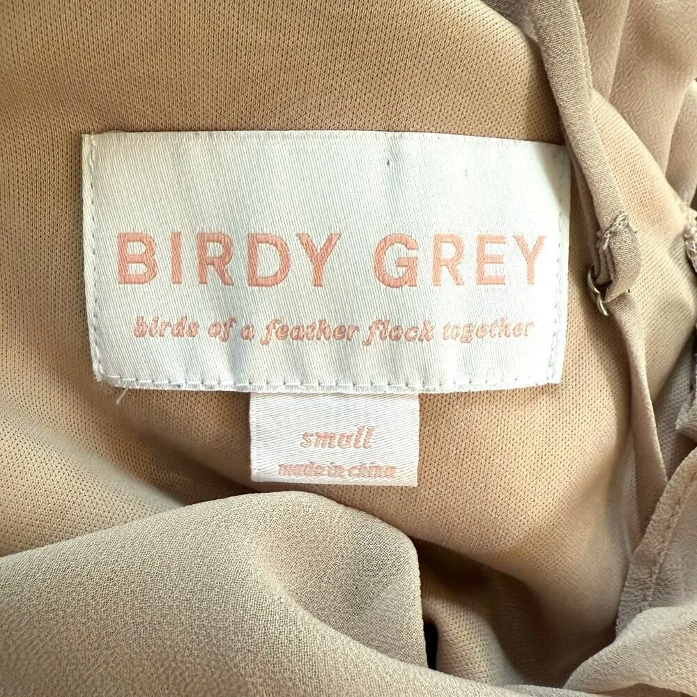 Birdy Grey Jane Convertible Chiffon‎ Maxi Bridesmaid Dress with Slit in Taupe, S - Image 4