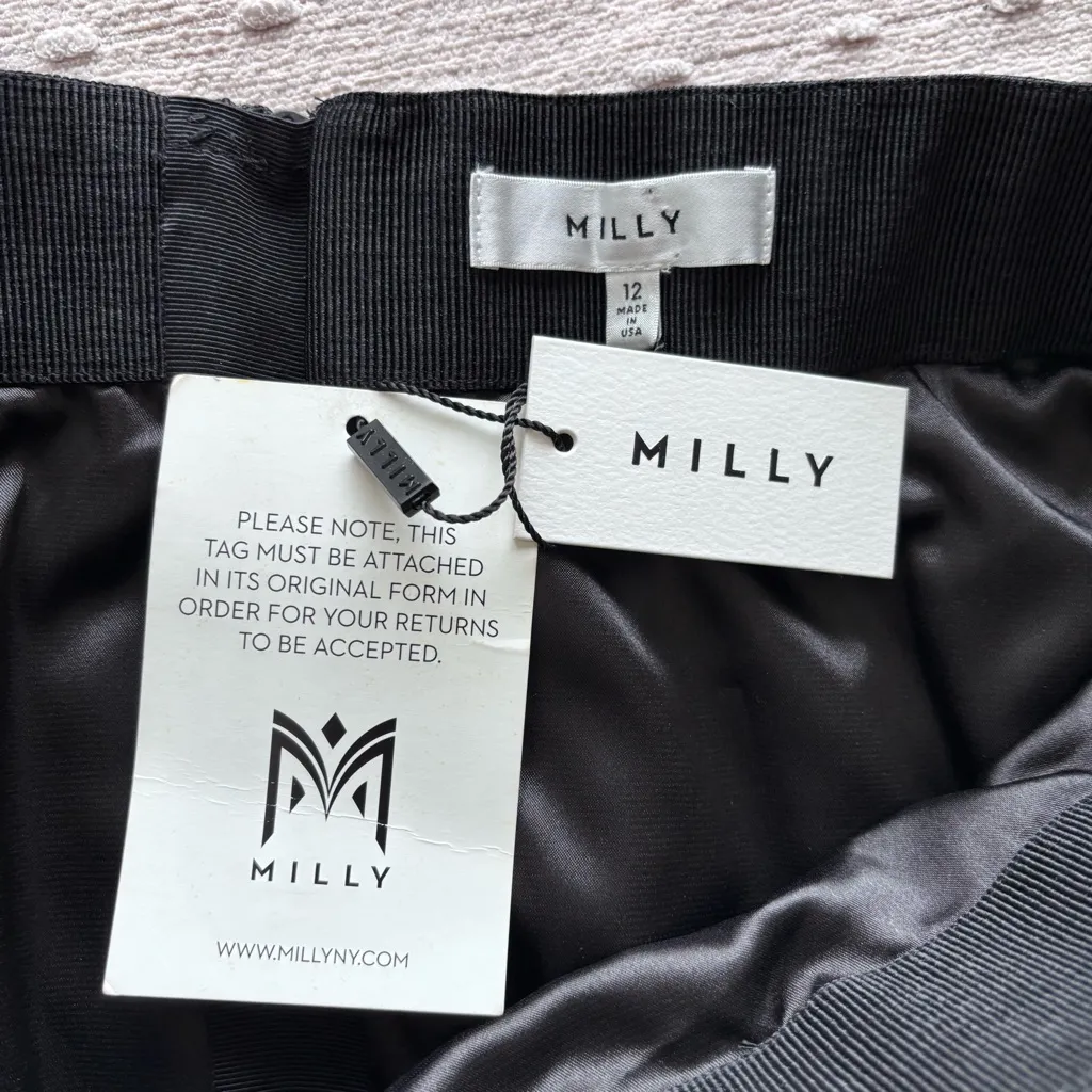 Milly New York Black And Metallic Gold Glitter Swirl Flare Skirt Size 12‎ - Image 4