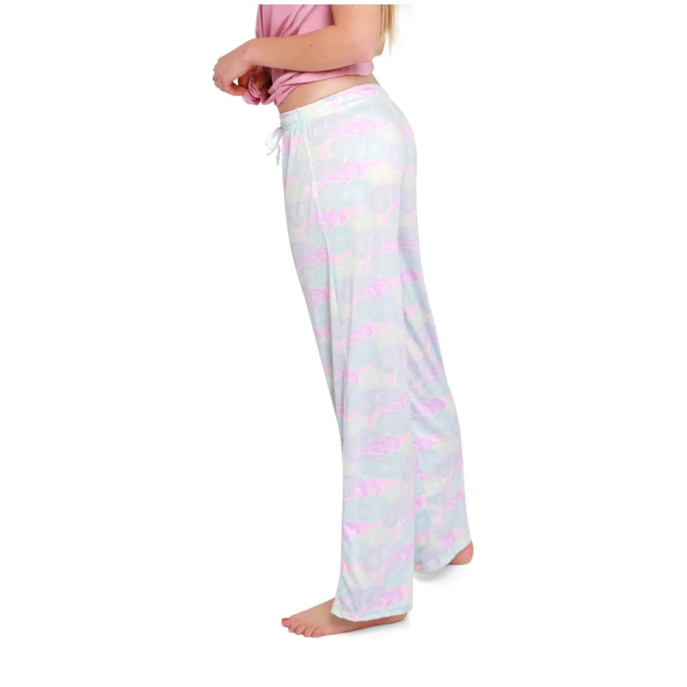HELLO MELLO Signature Lounge Pajama Pants Head In Clouds M L Pastel Wide Leg Blue Size M - Image 4