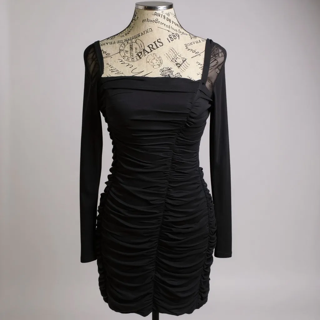 Leith Black Long Sleeve Lace Dress - Image 2