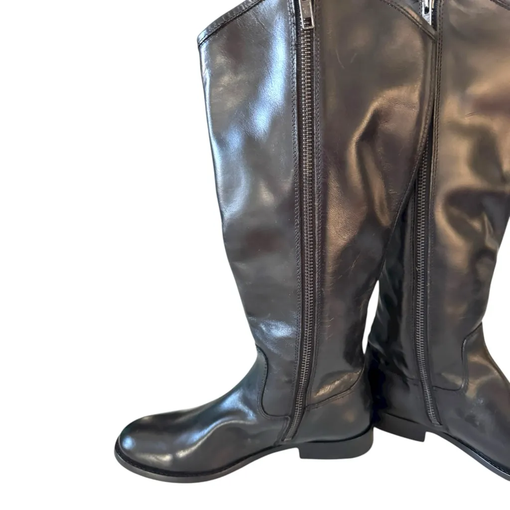 Frye  Melissa Button Inside Zip 6 Leather Riding Boot #3470412 - Image 5