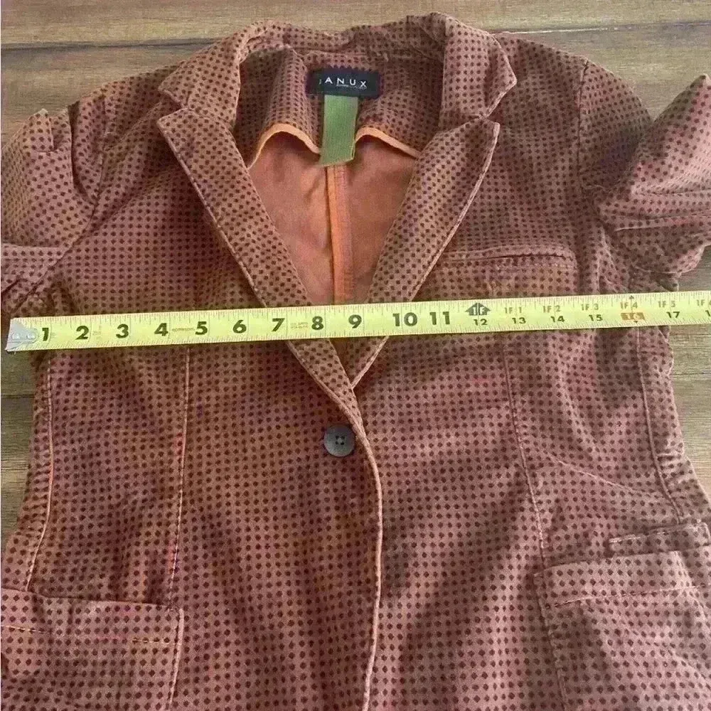 IANUX #Thinkcolored Italian Partly Handmade Polkadot Blazer Women's Size 44 US 8 Orange - Image 15