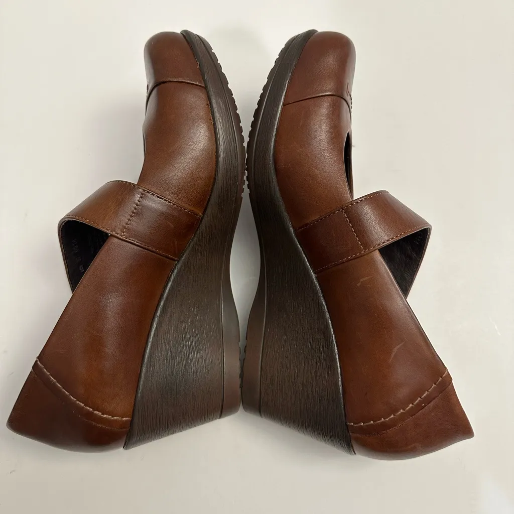 Dansko Leather Burnished Nappa Wedge Mary Janes Brown Size EU 37 - Image 9