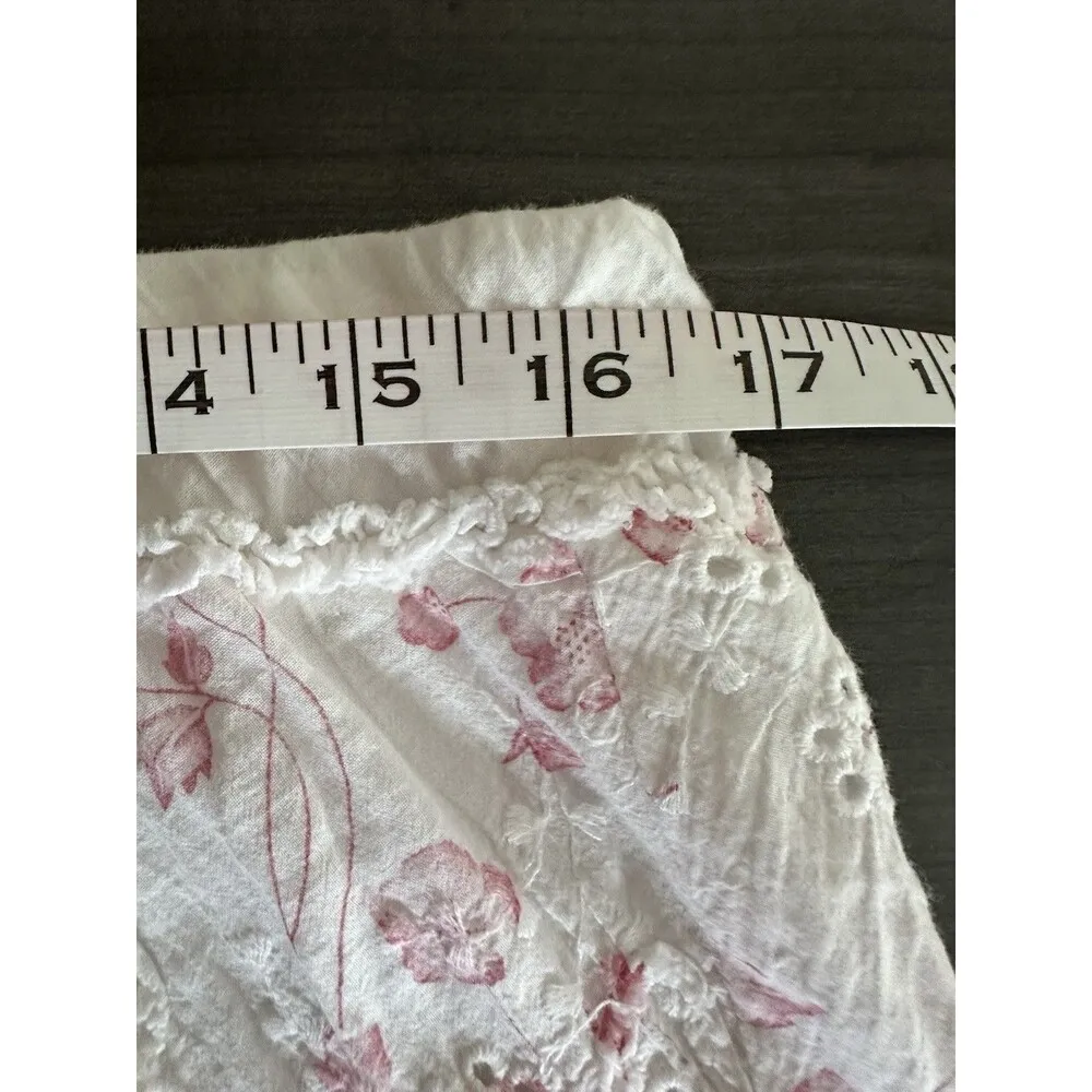 Studio M Skirt Womens Large White Pink Crochet Flared Tiered Ruffle Boho Western - Image 6