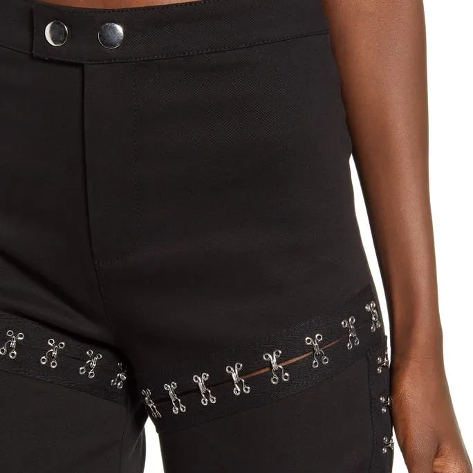 I.AM.GIA Pandora Pants Flare Jeans Grommets Grunge Goth Black $145 Size L (US 8) - Image 3