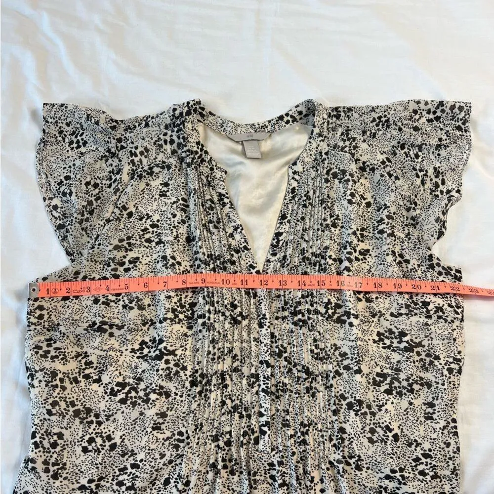 H&M Women's XL Cream and Black Cap Sleeve Dress Flowly Lined Boho Prairie Dress - Image 5