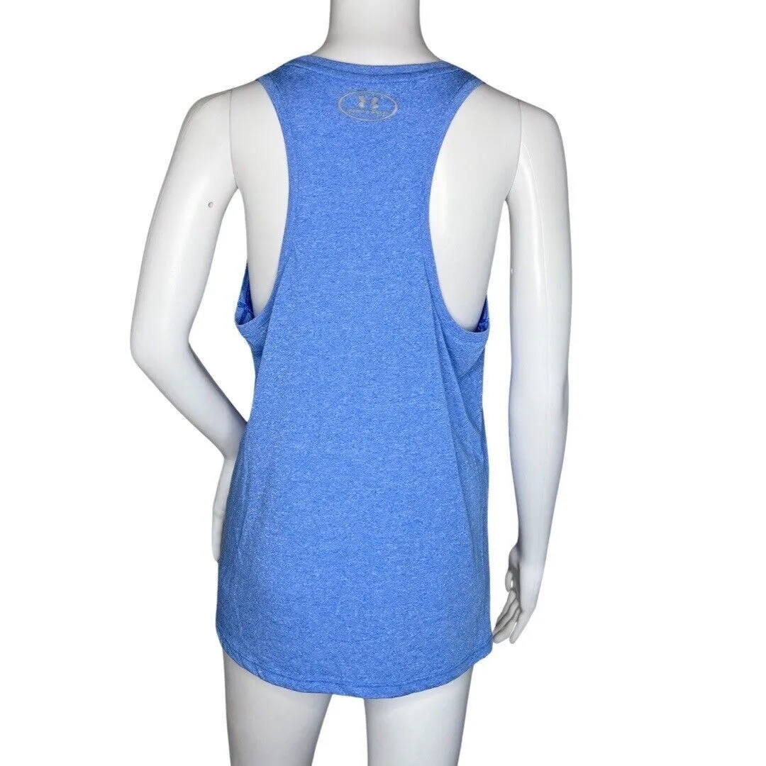 Under Armour Shirt Womens Medium Blue‎ White Threadborne Tank Workout Athleisure - Image 4