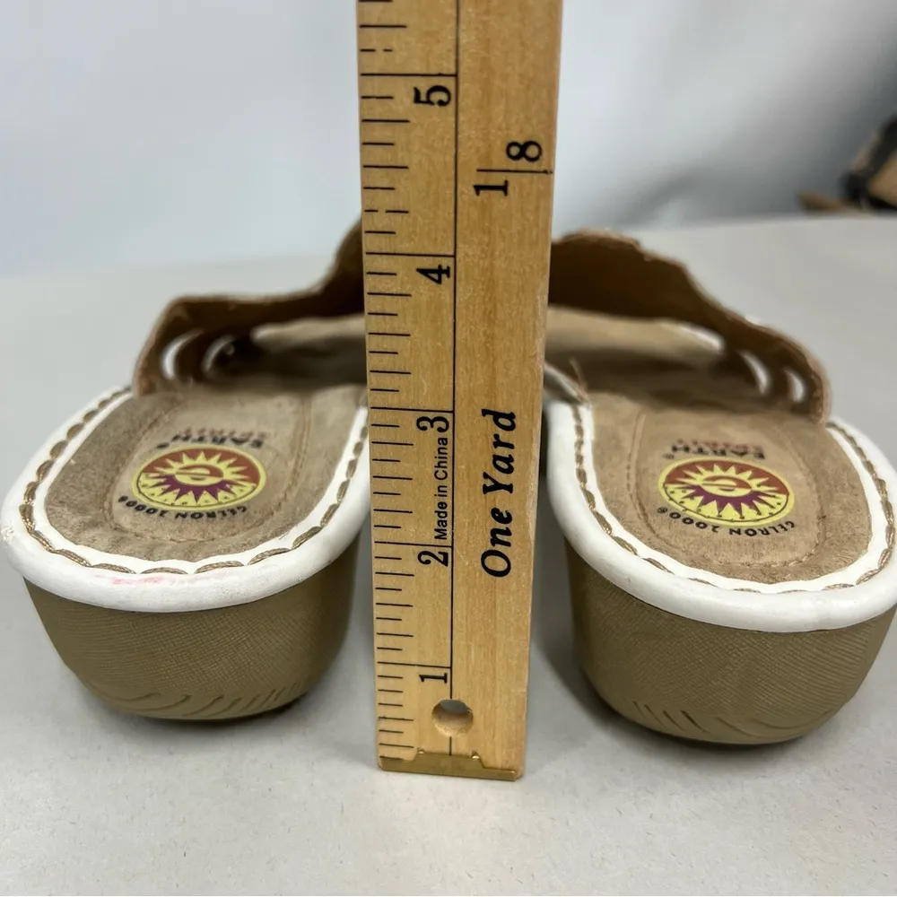 Earth Spirit Sandals Womens Sz 8 Monica Casual Slip On Slide white Leather Open - Image 7