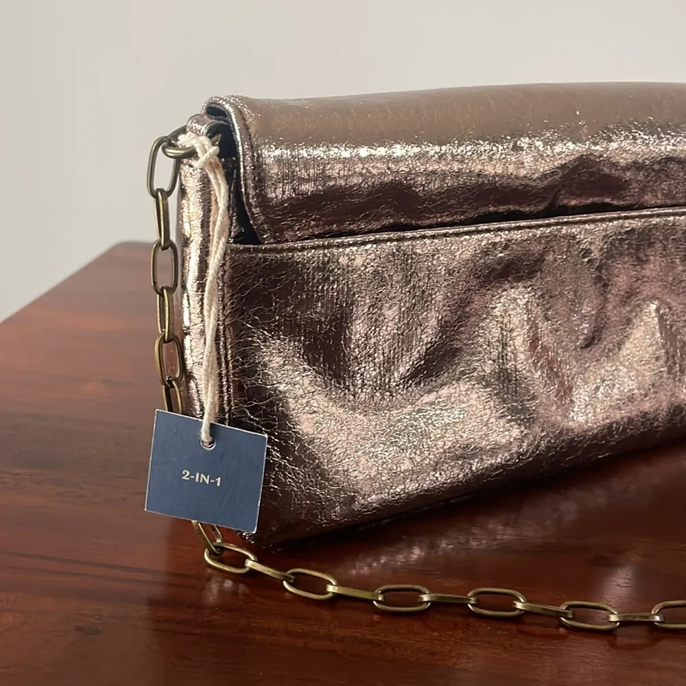 UNIVERSAL THREAD Flap Crossbody Bag - Metallic Bronze chain link purse New - Image 3