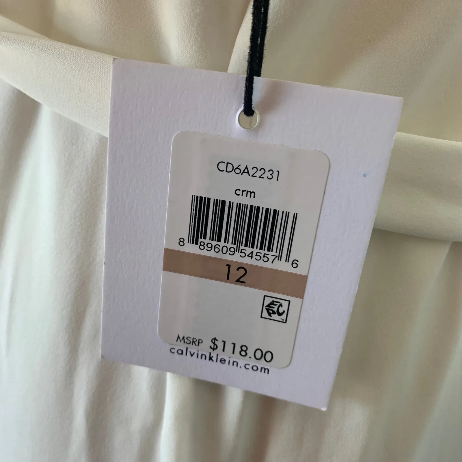 Calvin Klein white long sleeves jersey dress size 12 bridal shower‎ rehearsal - Image 3