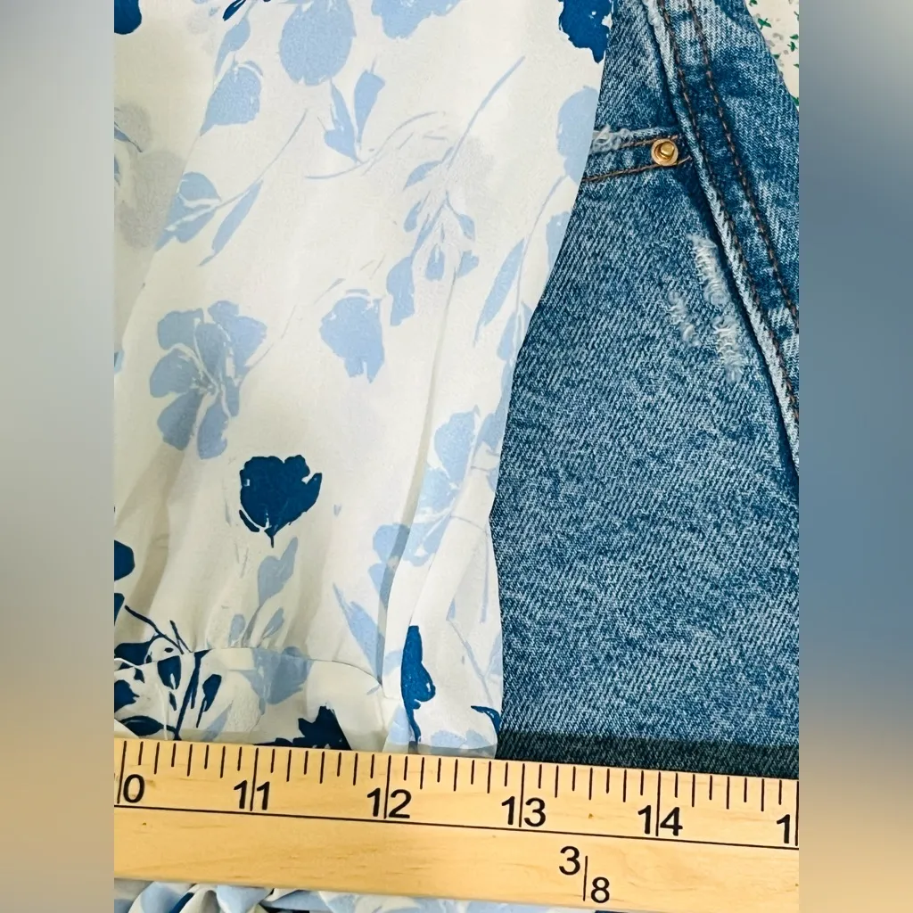 Sienna Sky floral bare shoulders peplum top with bow tie waist size S - Image 12