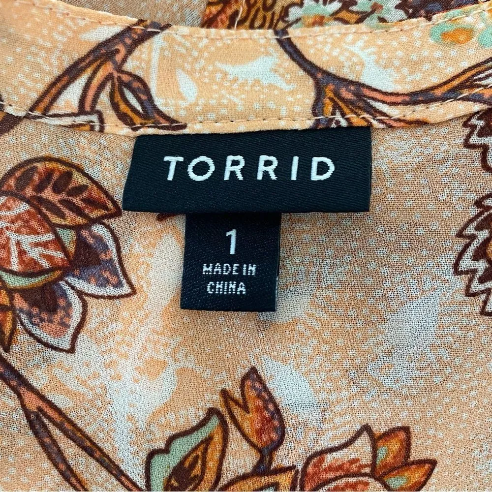 TORRID Top Hi Lo Lexie Babydoll Floral Flowy Size 1 - Image 5