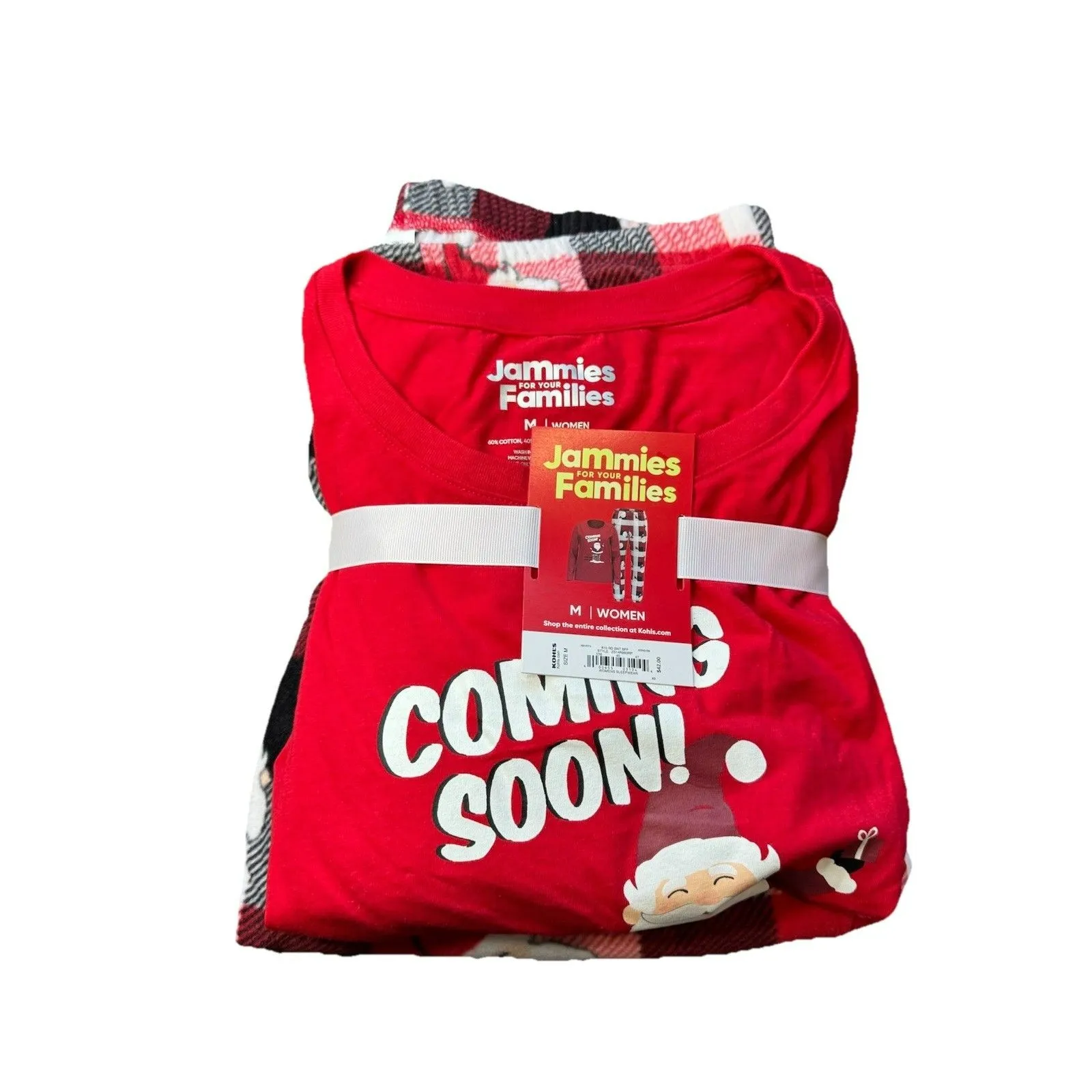 Womens Red Santa Claus Coming Soon Christmas Holiday Pajamas Sleep Set Size M Size M - Image 11