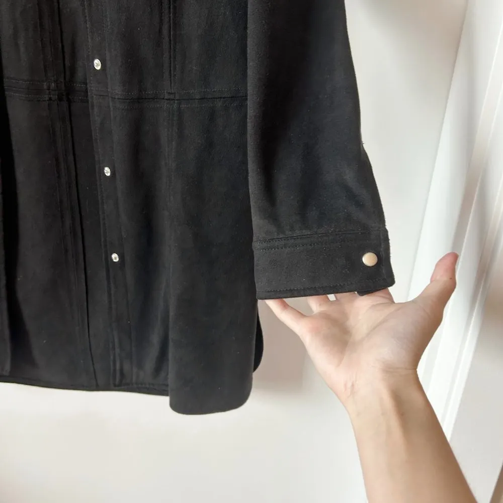 Zara Black Suede Fringe Button Down Jacket Size S - Image 4