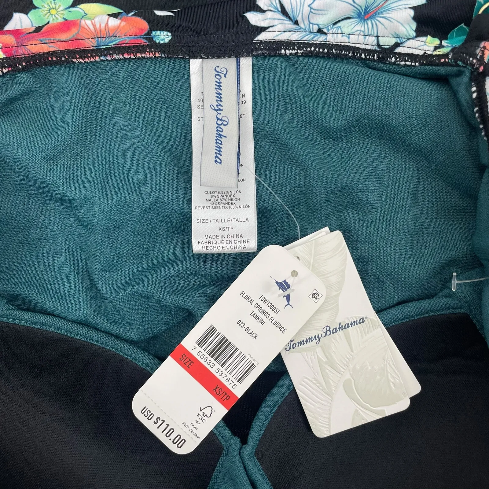 Tommy Bahama Floral Springs Flounce Tankini Top Swim Size XS - Image 11