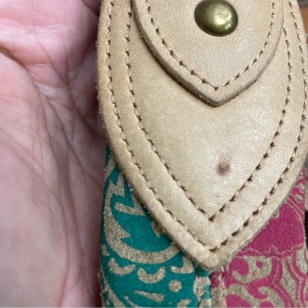 VTG Fossil Studded Patchwork
Leather Suede Hobo Shoulder Handbag DBL Sided - Image 12