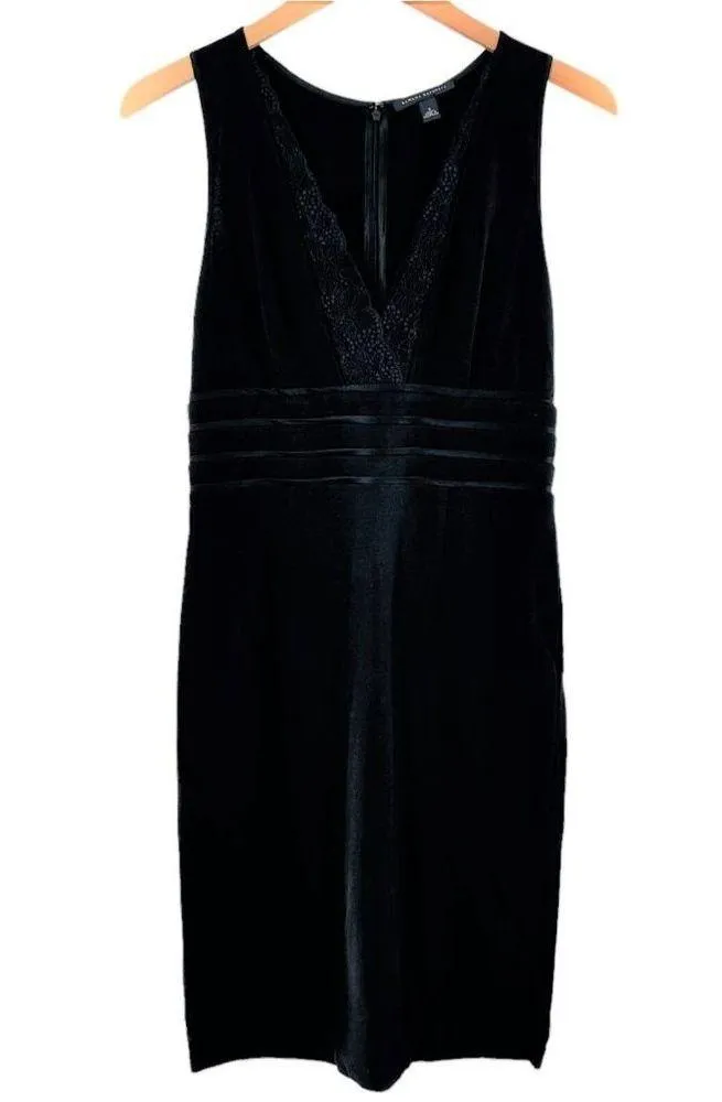 BANANA REPUBLIC Black Ponte Sleeveless V-Neck Dress Size 6 Career Cocktail - Image 2