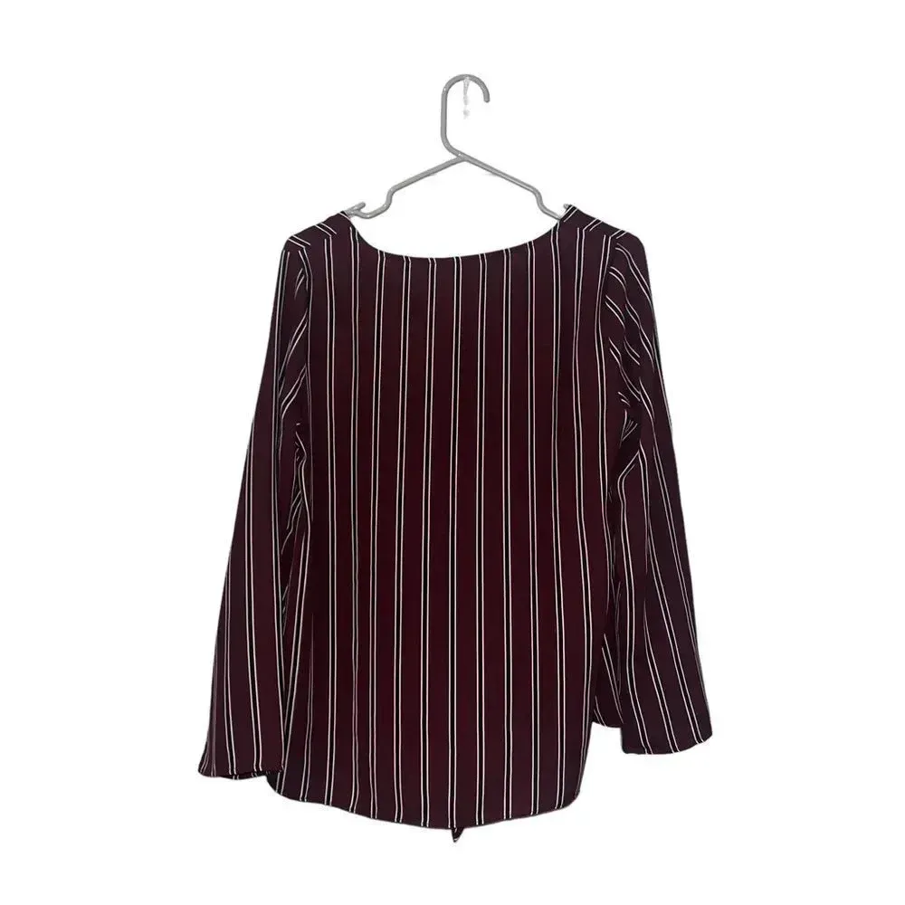 Allison Joy ‎ Maroon Stripped Blouse Size Small - Image 3