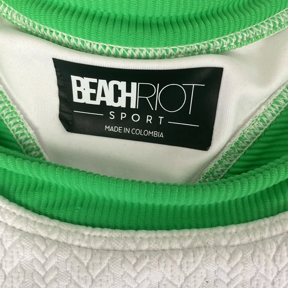 Beach Riot White Green & Pink Preppy Knit Racerback Crop Top M - Image 5